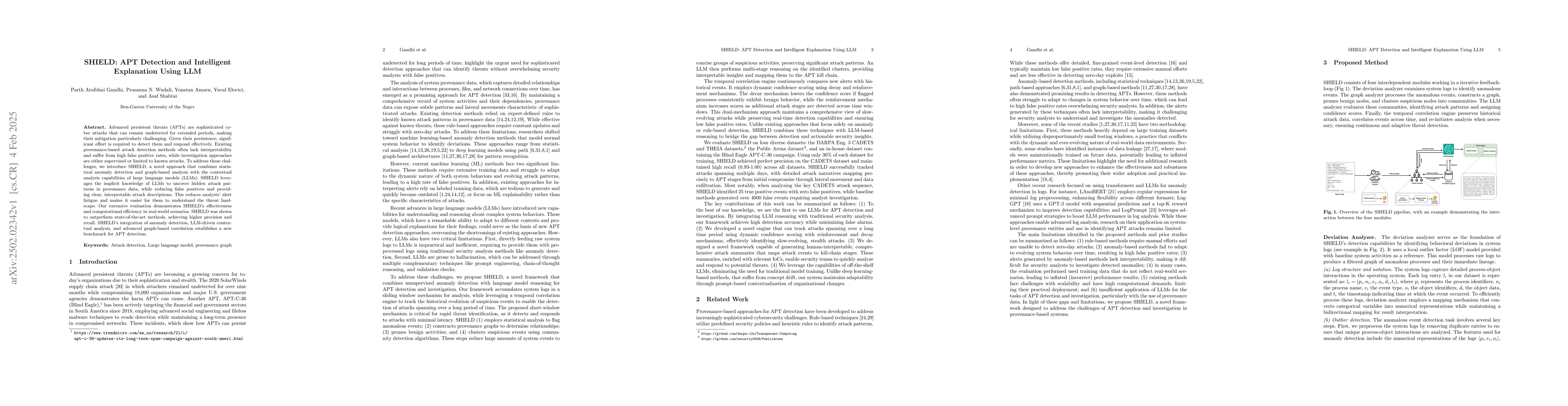 Thumbnail for SHIELD: APT Detection and Intelligent Explanation Using LLM