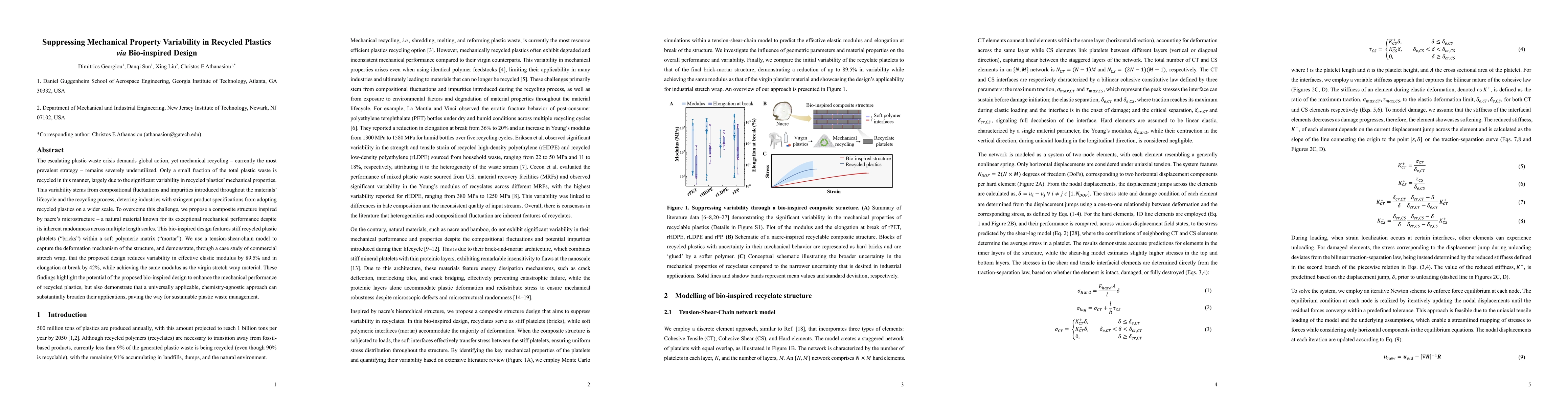 Thumbnail for Suppressing Mechanical Property Variability in Recycled Plastics via
  Bio-inspired Design