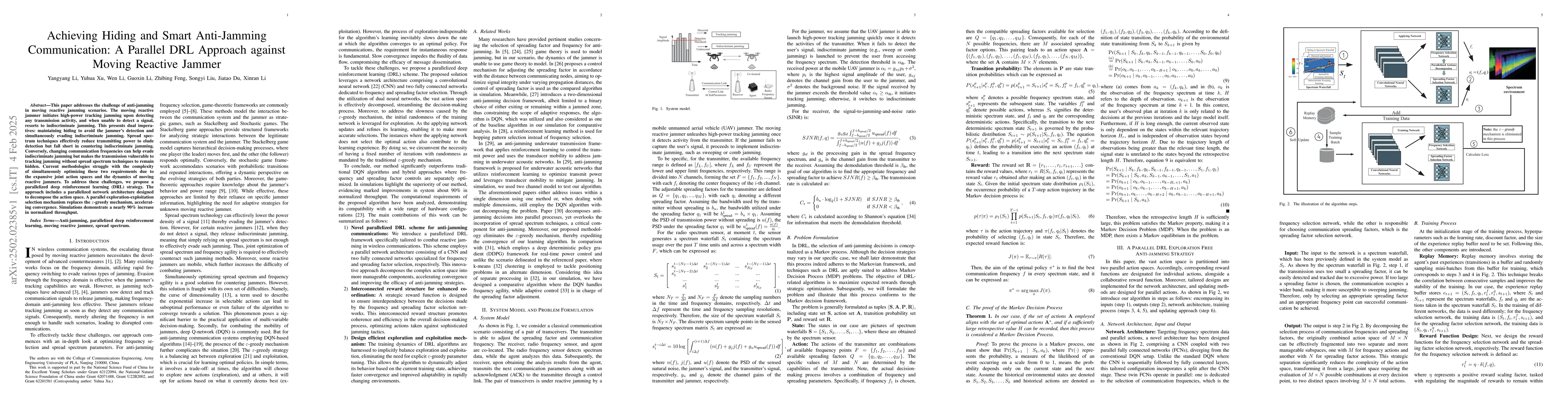 Thumbnail for Achieving Hiding and Smart Anti-Jamming Communication: A Parallel DRL
  Approach against Moving Reactive Jammer