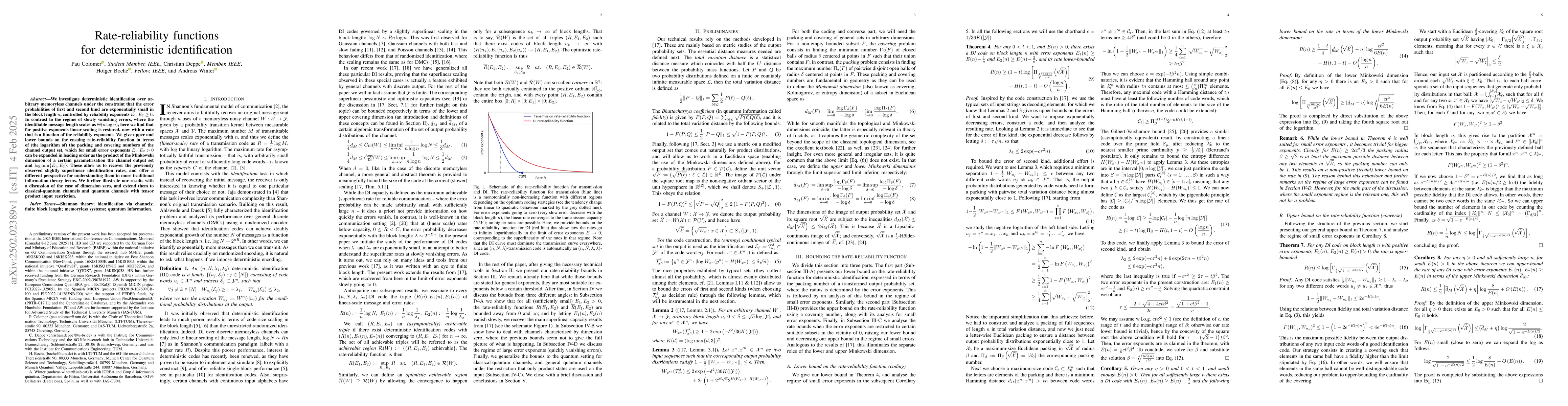 Thumbnail for Rate-reliability functions for deterministic identification