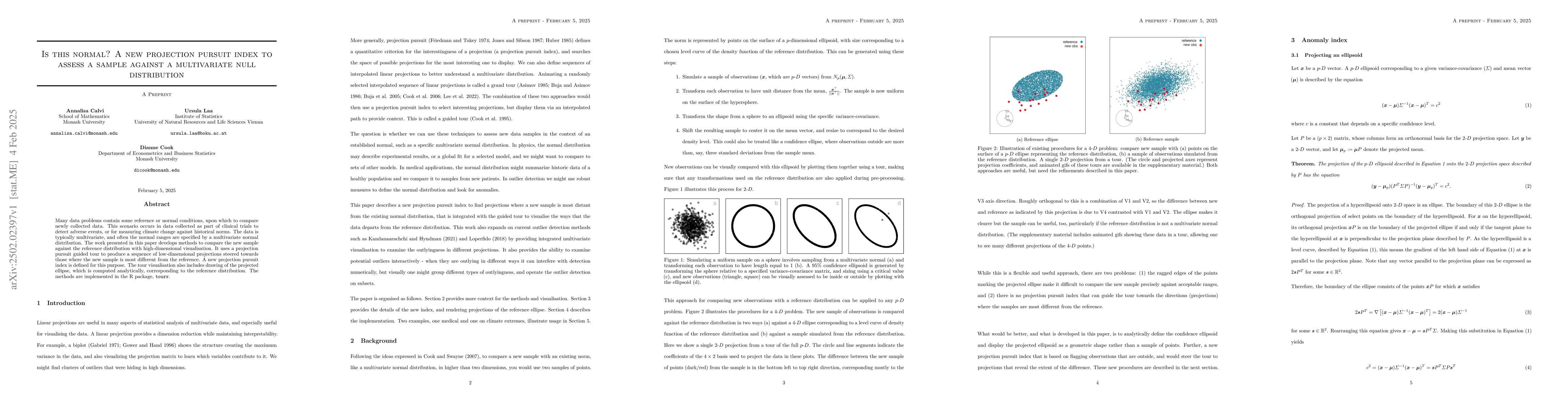 Thumbnail for Is this normal? A new projection pursuit index to assess a sample
  against a multivariate null distribution