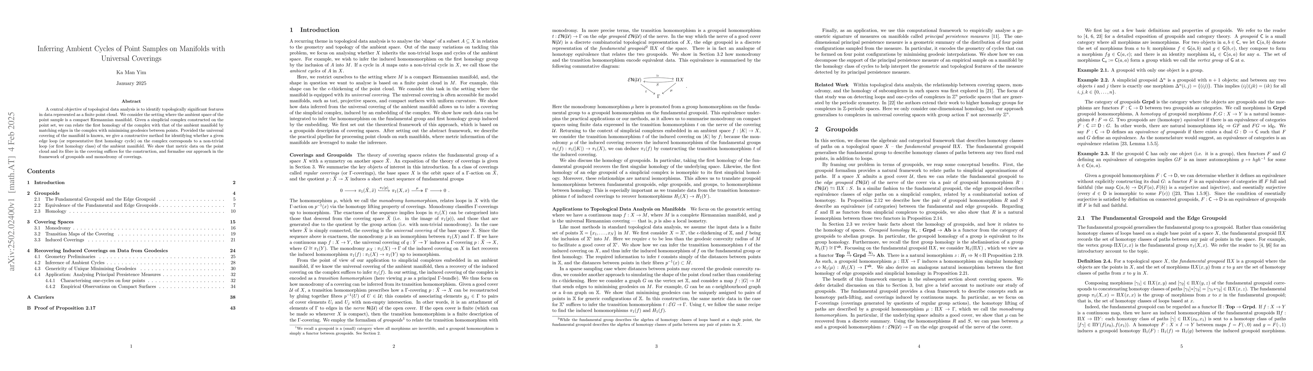 Thumbnail for Inferring Ambient Cycles of Point Samples on Manifolds with Universal
  Coverings