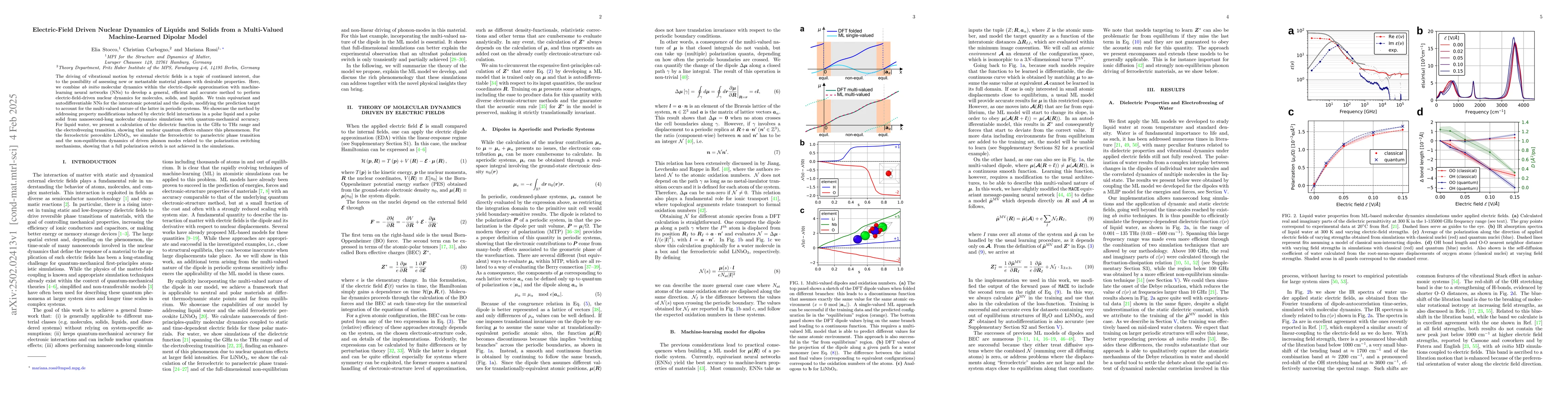 Thumbnail for Electric-Field Driven Nuclear Dynamics of Liquids and Solids from a
  Multi-Valued Machine-Learned Dipolar Model