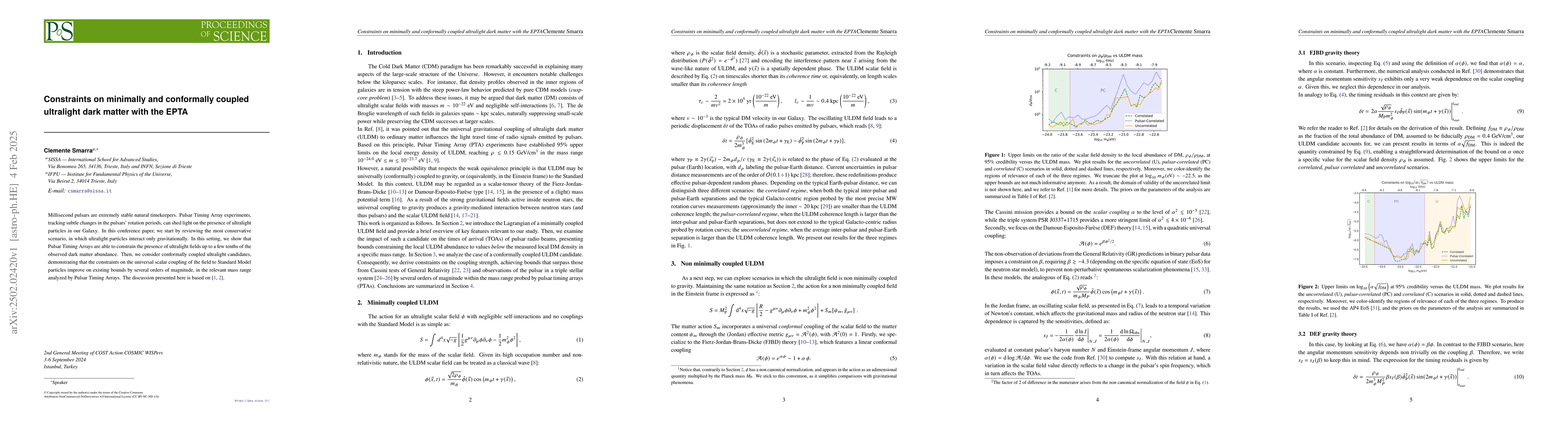 Thumbnail for Constraints on minimally and conformally coupled ultralight dark matter
  with the EPTA