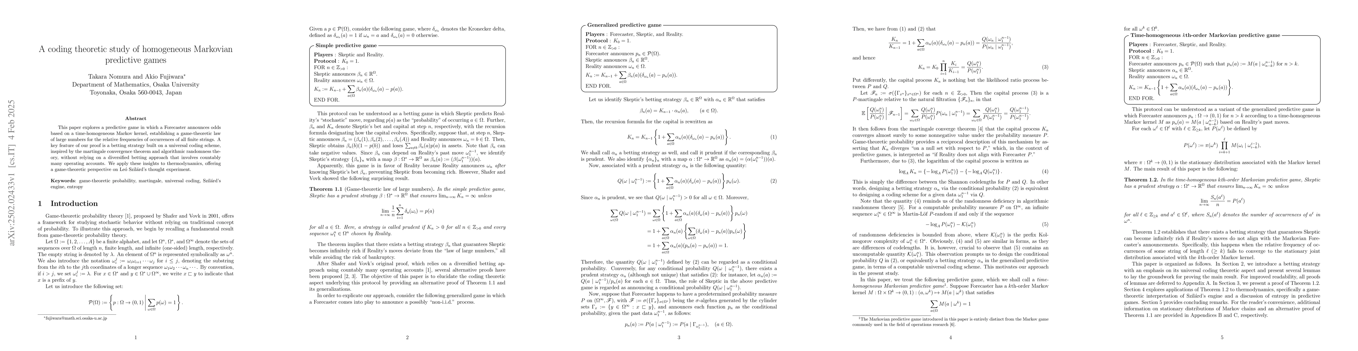 Thumbnail for A coding theoretic study of homogeneous Markovian predictive games