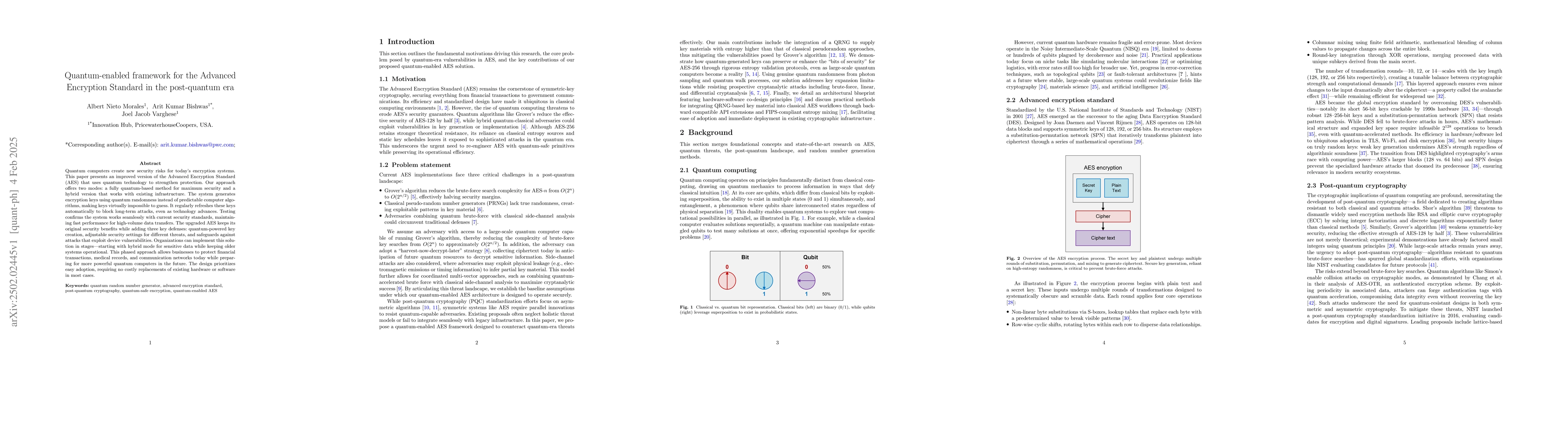 Thumbnail for Quantum-enabled framework for the Advanced Encryption Standard in the
  post-quantum era