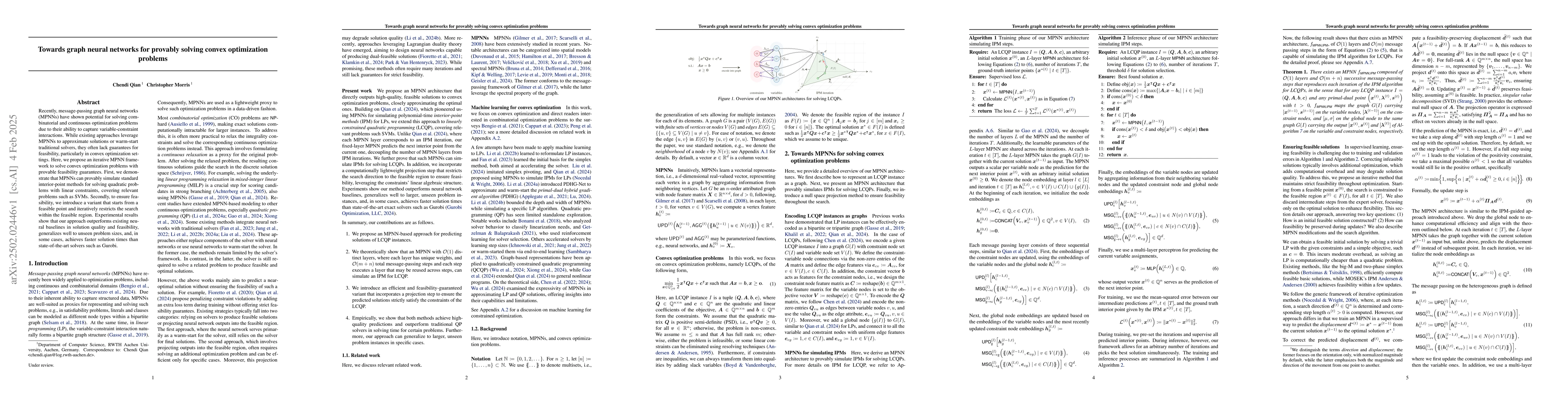 Thumbnail for Towards graph neural networks for provably solving convex optimization
  problems