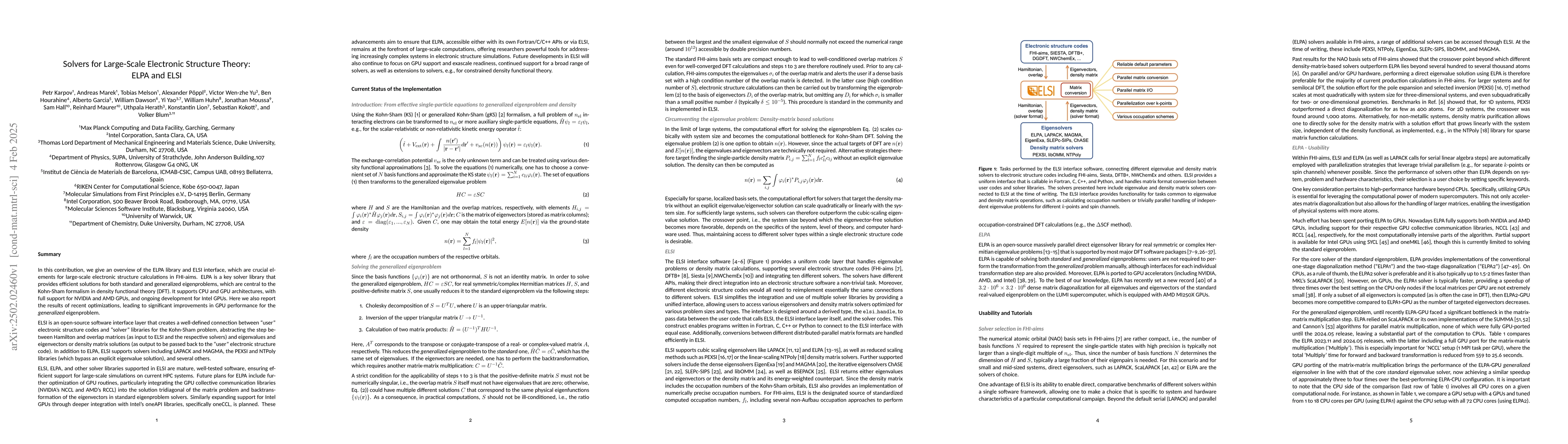 Thumbnail for Solvers for Large-Scale Electronic Structure Theory: ELPA and ELSI