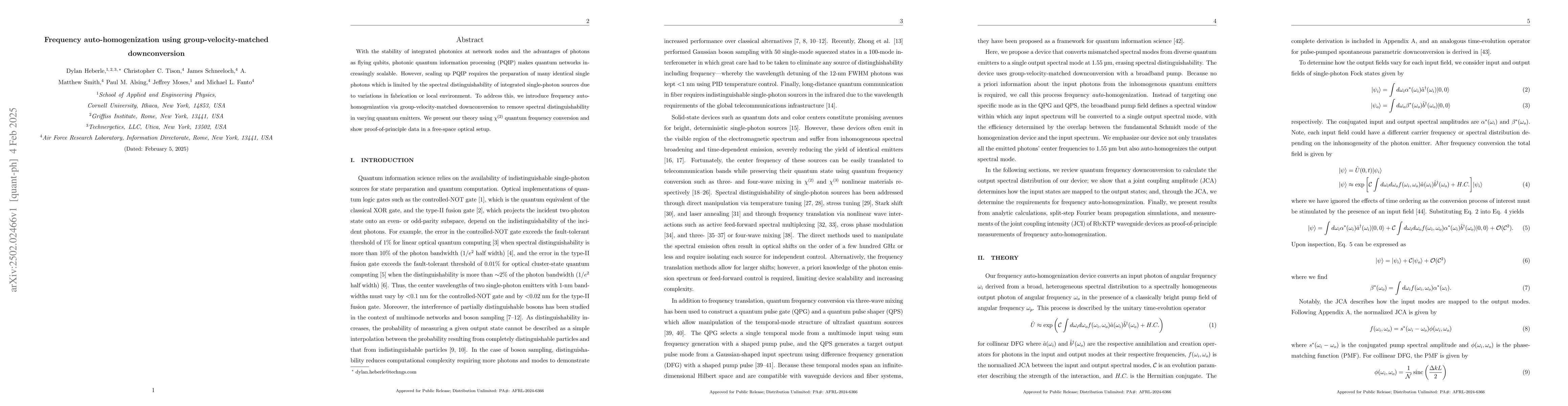 Thumbnail for Frequency auto-homogenization using group-velocity-matched
  downconversion