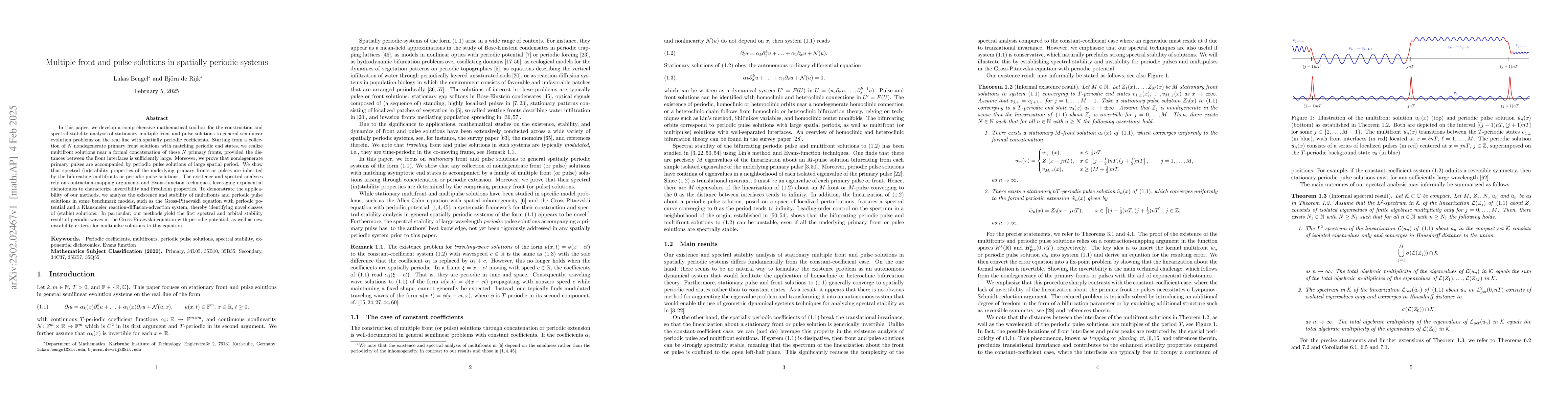 Thumbnail for Multiple front and pulse solutions in spatially periodic systems
