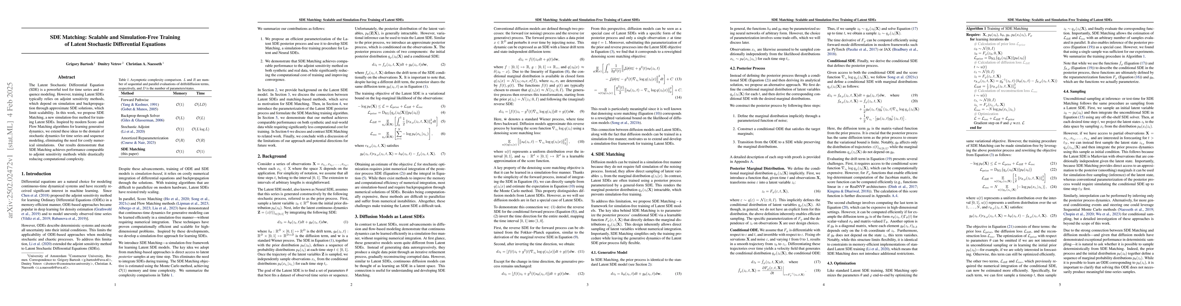 Thumbnail for SDE Matching: Scalable and Simulation-Free Training of Latent Stochastic
  Differential Equations
