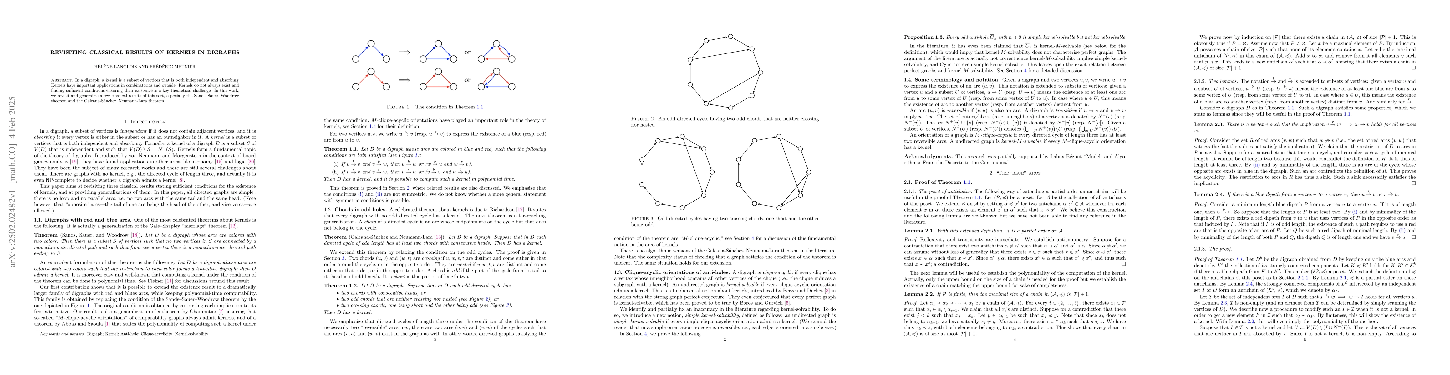 Thumbnail for Revisiting classical results on kernels in digraphs