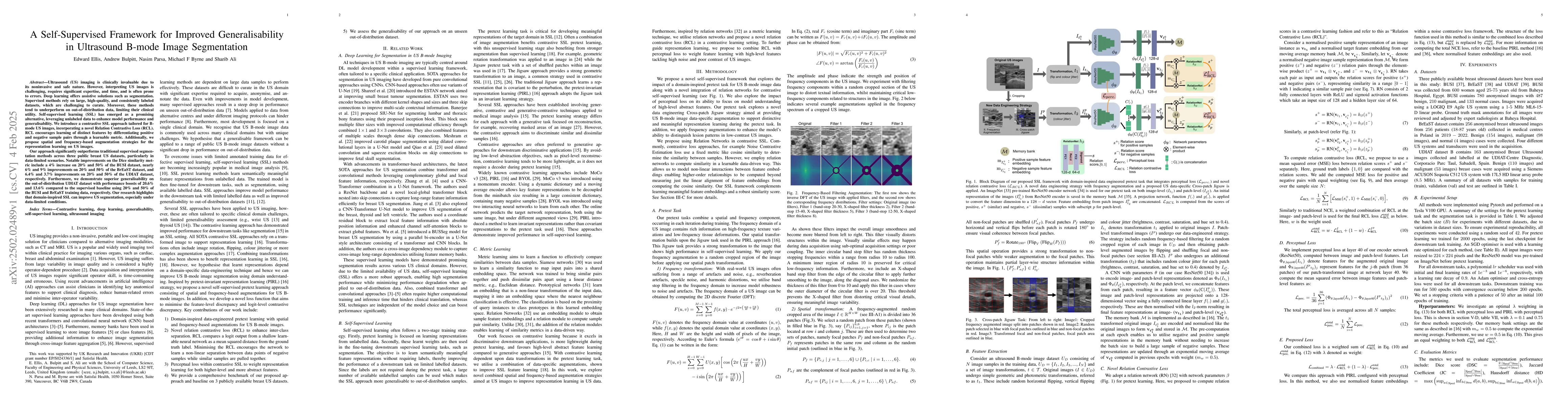 Thumbnail for A Self-Supervised Framework for Improved Generalisability in Ultrasound
  B-mode Image Segmentation