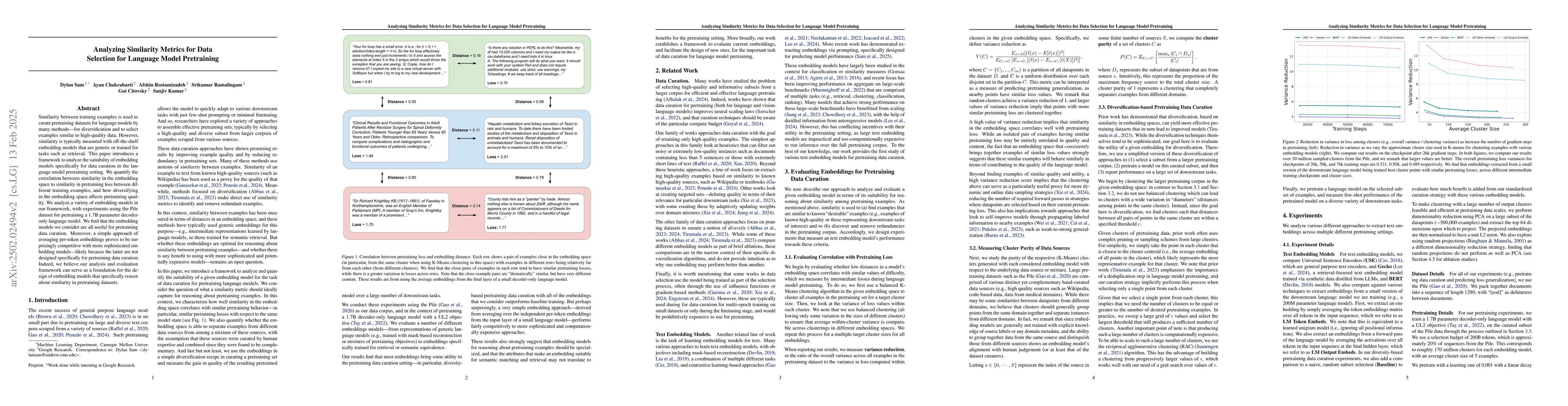 Thumbnail for Analyzing Similarity Metrics for Data Selection for Language Model
  Pretraining