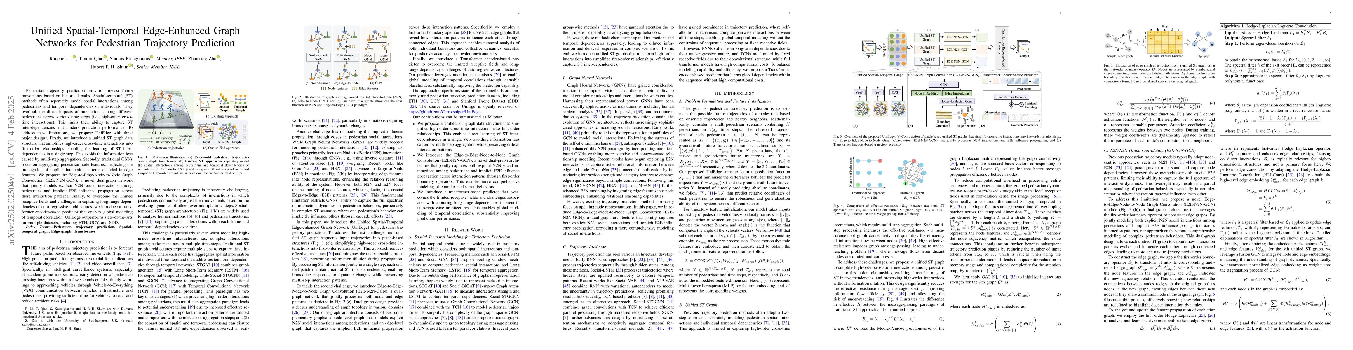 Thumbnail for Unified Spatial-Temporal Edge-Enhanced Graph Networks for Pedestrian
  Trajectory Prediction
