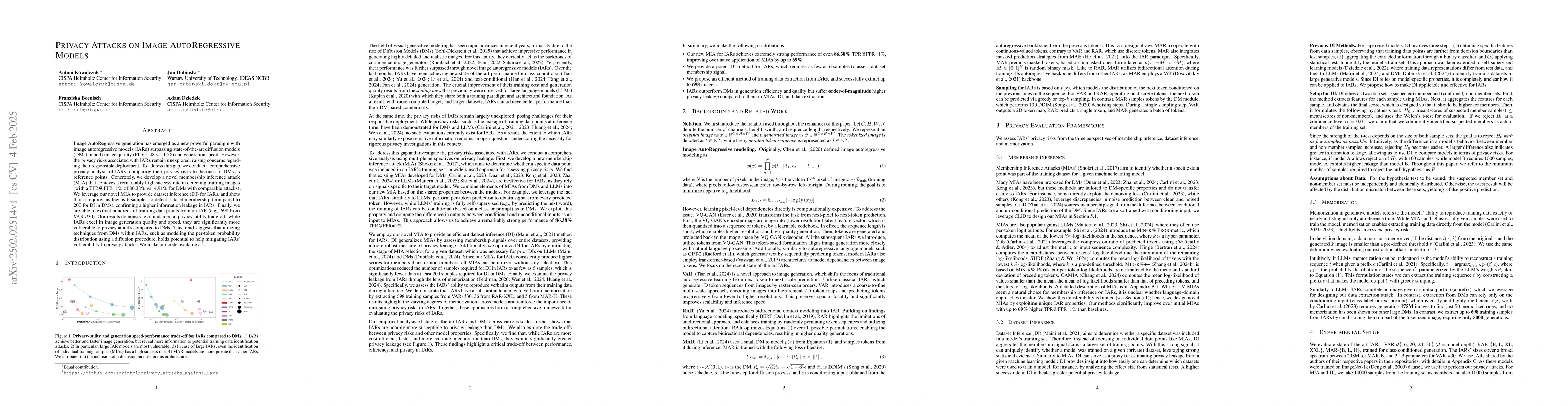 Thumbnail for Privacy Attacks on Image AutoRegressive Models