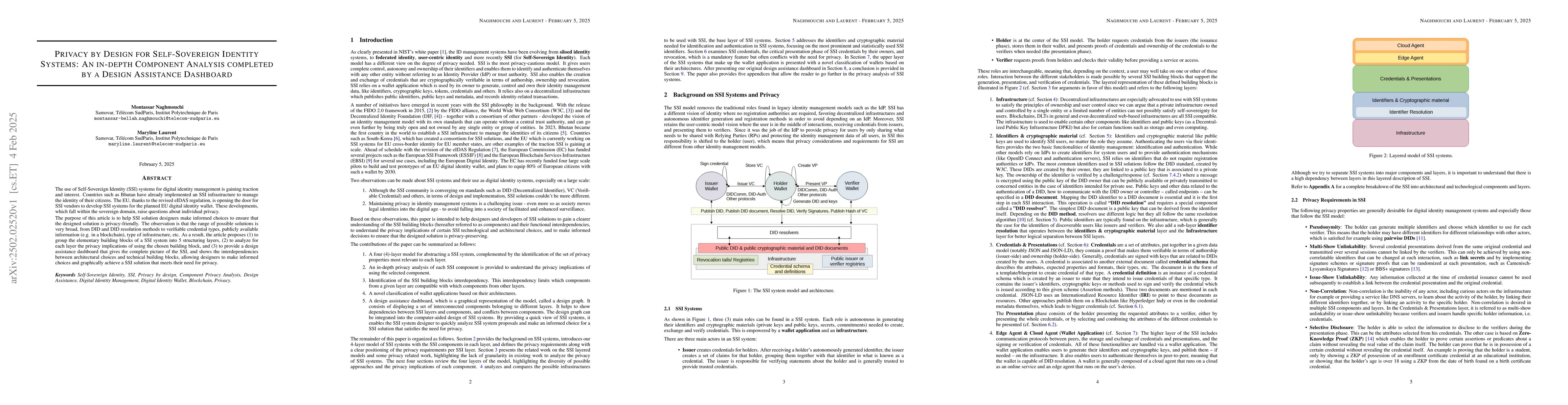Thumbnail for Privacy by Design for Self-Sovereign Identity Systems: An in-depth
  Component Analysis completed by a Design Assistance Dashboard