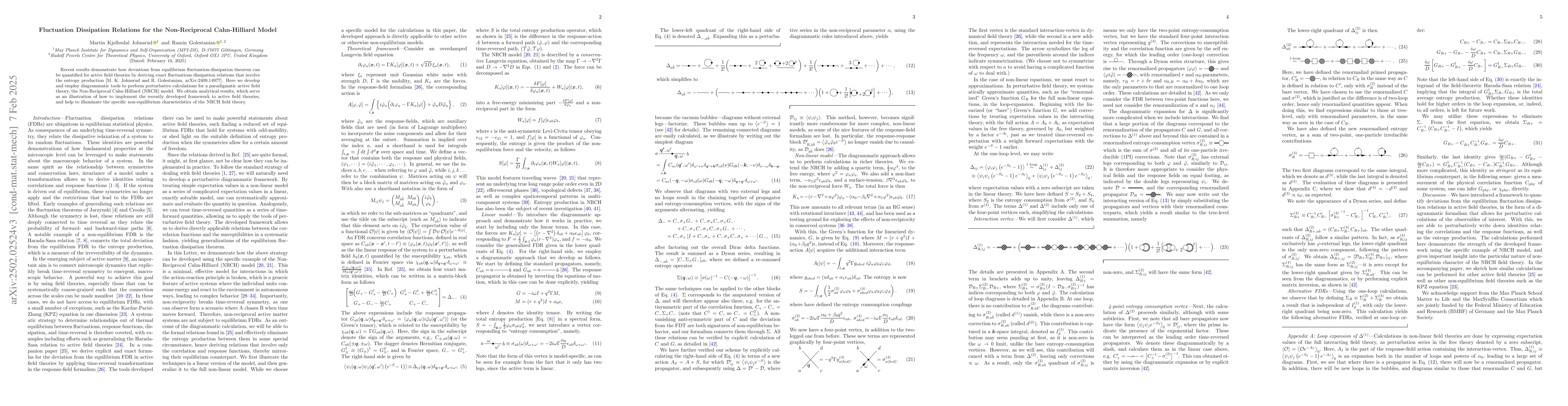 Thumbnail for Fluctuation Dissipation Relations for the Non-Reciprocal Cahn-Hilliard
  Model
