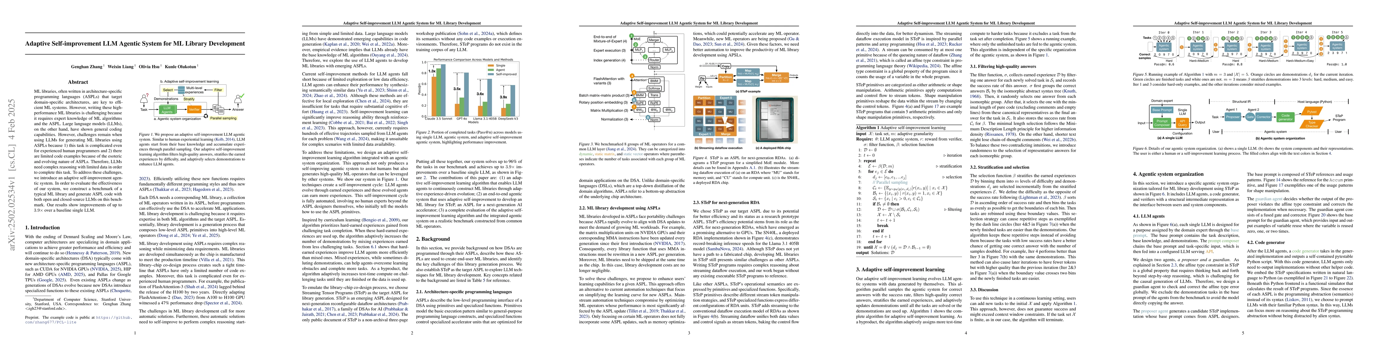Thumbnail for Adaptive Self-improvement LLM Agentic System for ML Library Development