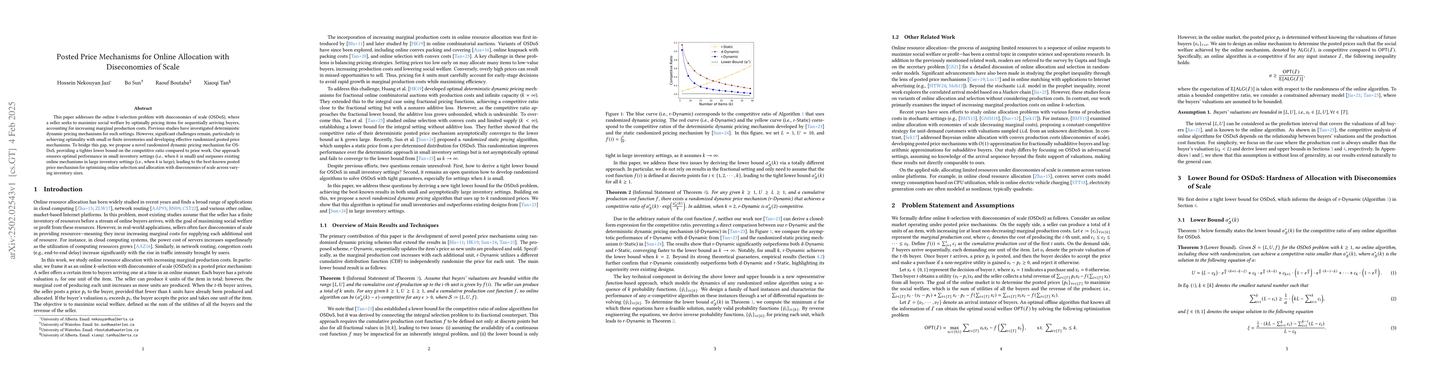 Thumbnail for Posted Price Mechanisms for Online Allocation with Diseconomies of Scale