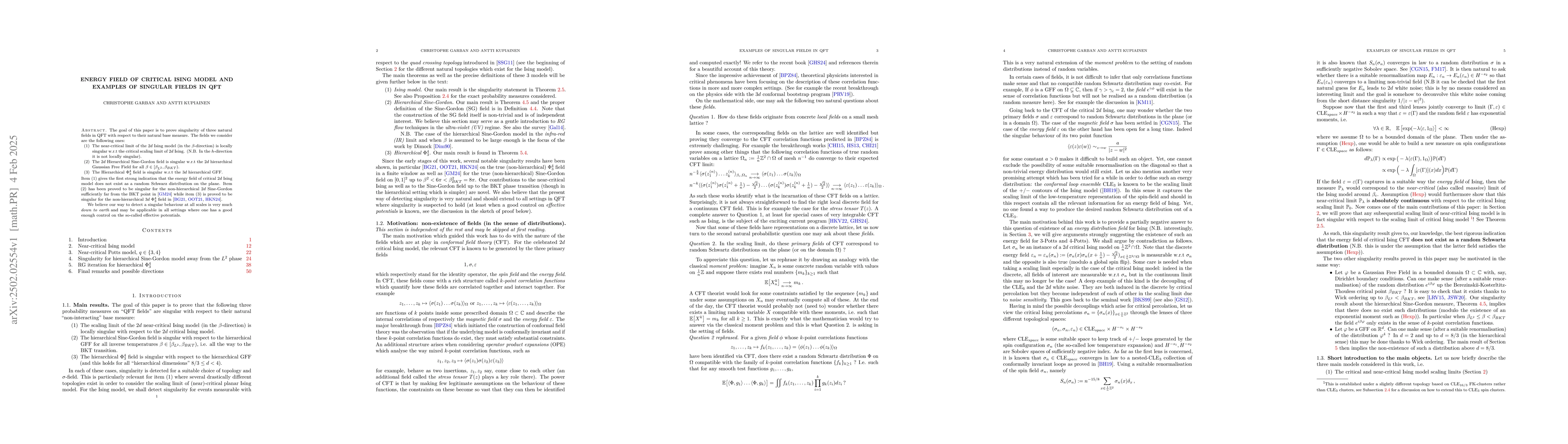 Thumbnail for Energy field of critical Ising model and examples of singular fields in
  QFT