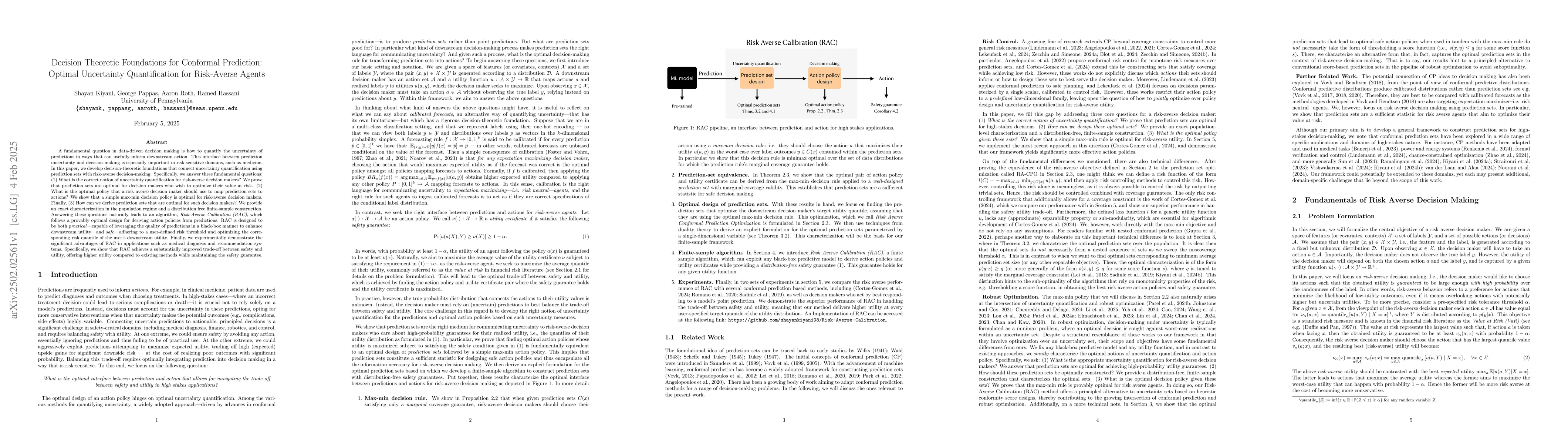 Thumbnail for Decision Theoretic Foundations for Conformal Prediction: Optimal
  Uncertainty Quantification for Risk-Averse Agents