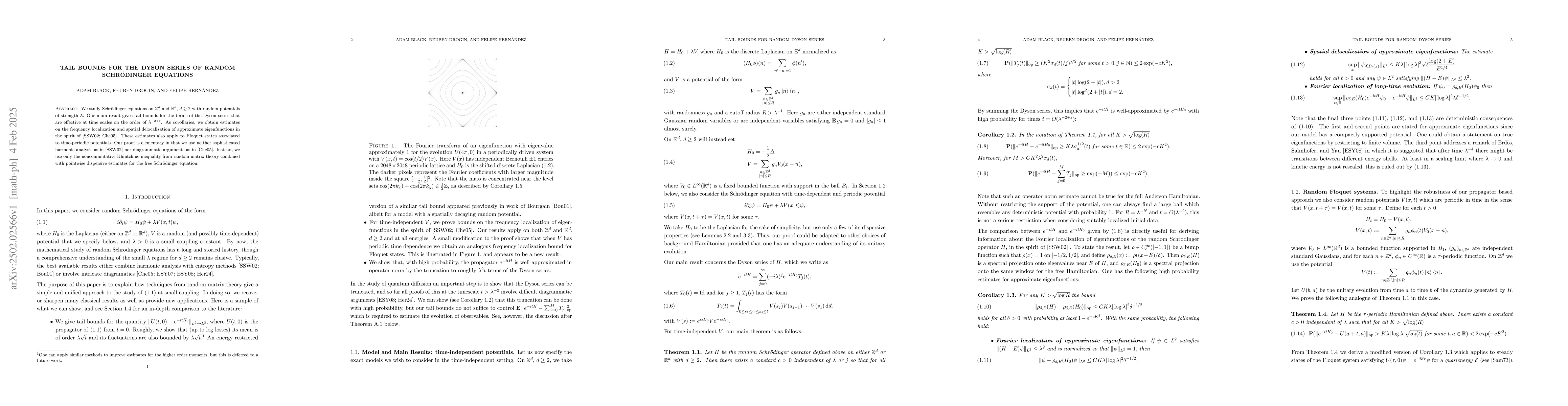 Thumbnail for Tail bounds for the Dyson series of random Schrödinger equations