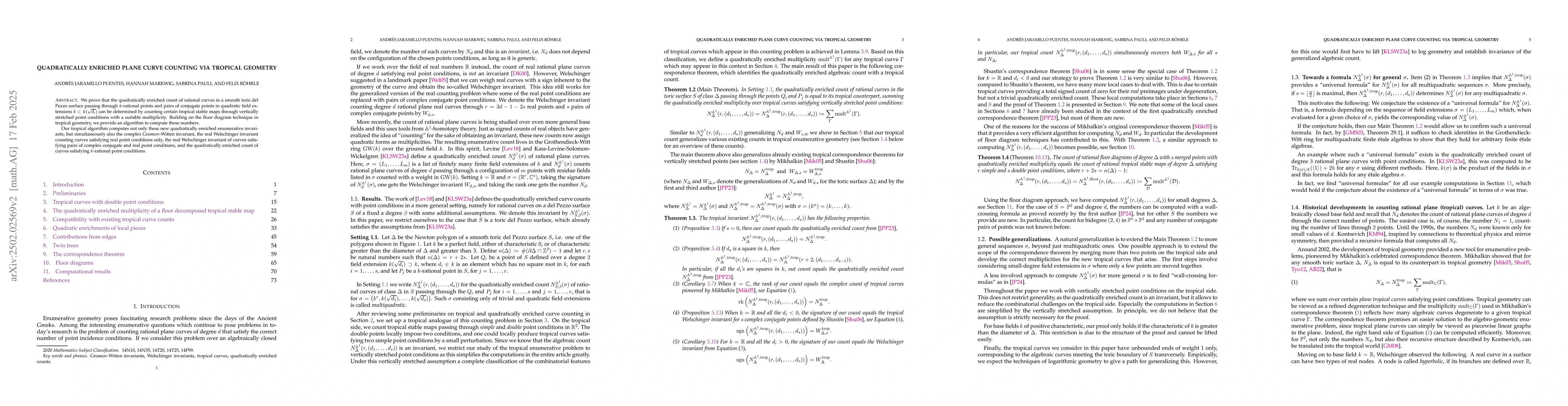Thumbnail for Quadratically Enriched Plane Curve Counting via Tropical Geometry