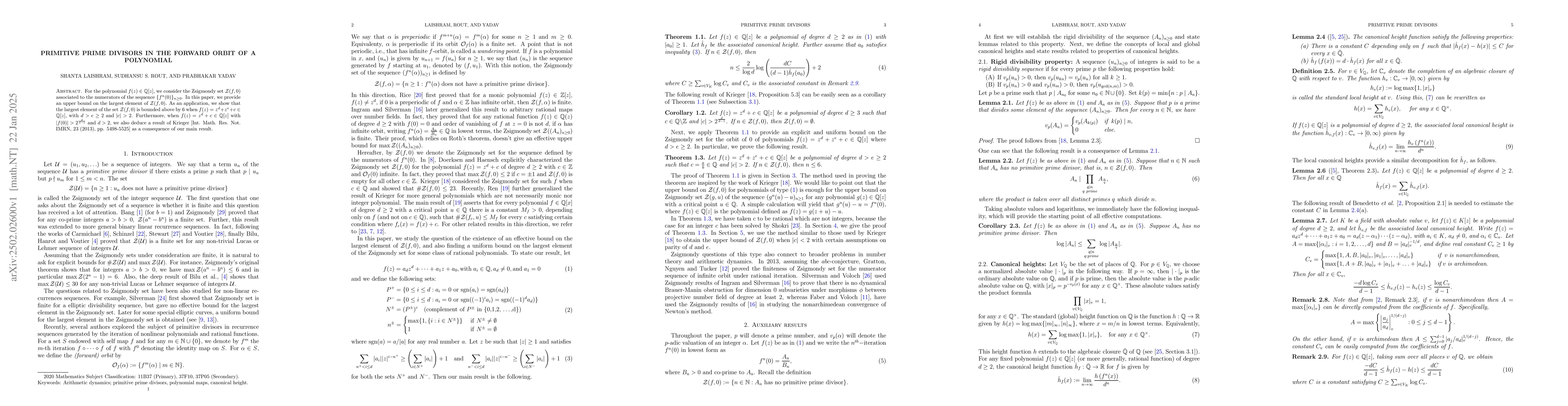 Thumbnail for Primitive prime divisors in the forward orbit of a polynomial