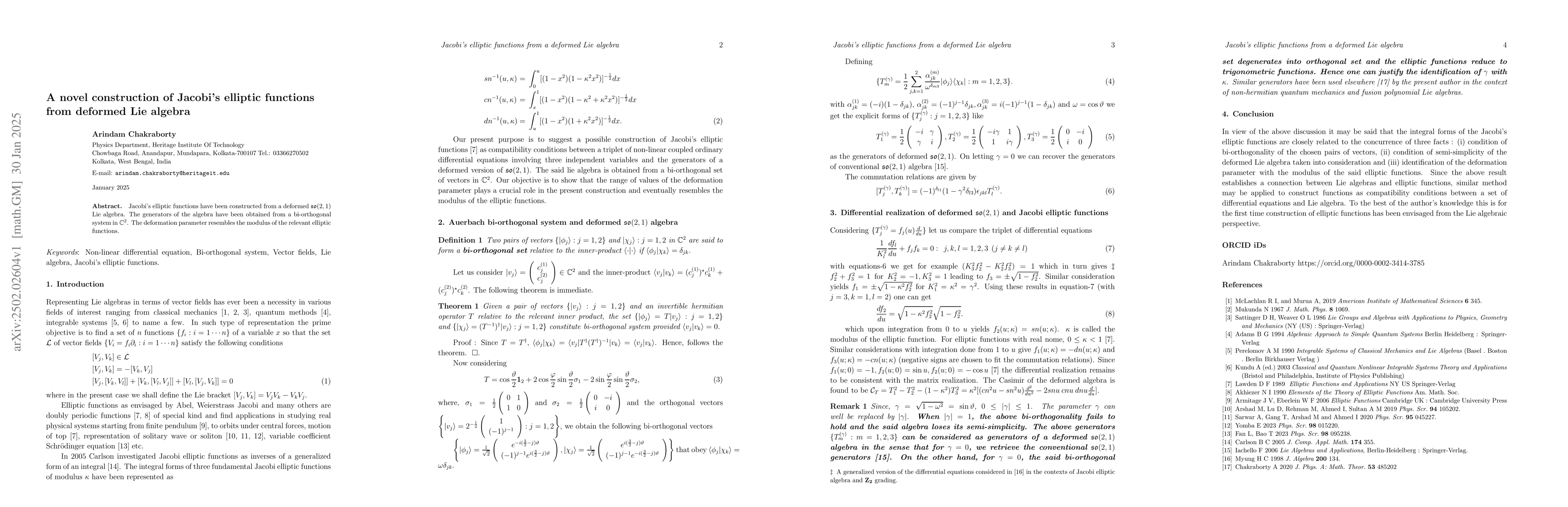 Thumbnail for A novel construction of Jacobi's elliptic functions from deformed Lie
  algebra