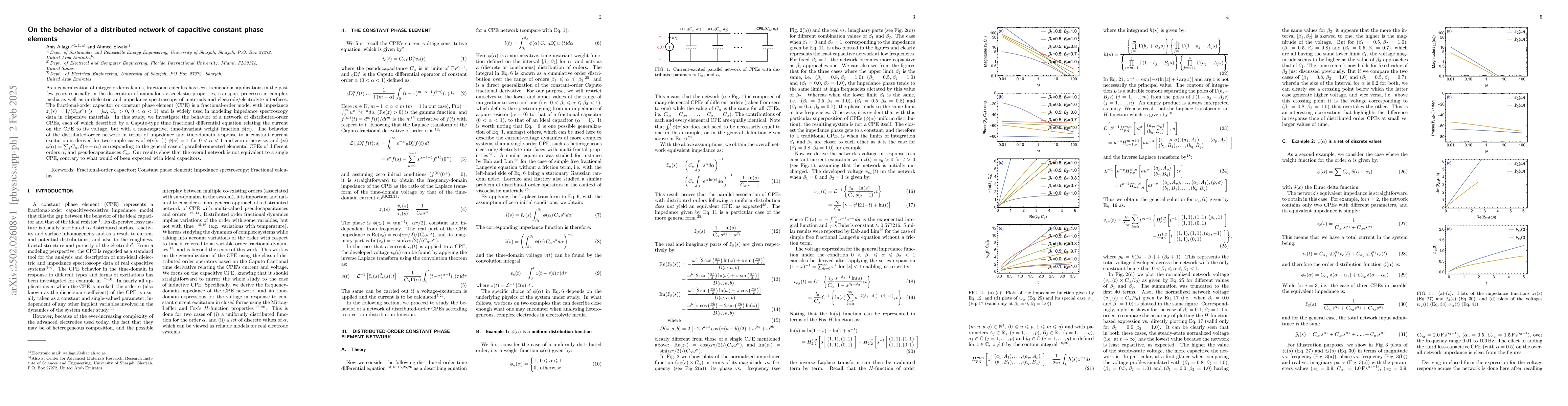 Thumbnail for On the behavior of a distributed network of capacitive constant phase
  elements