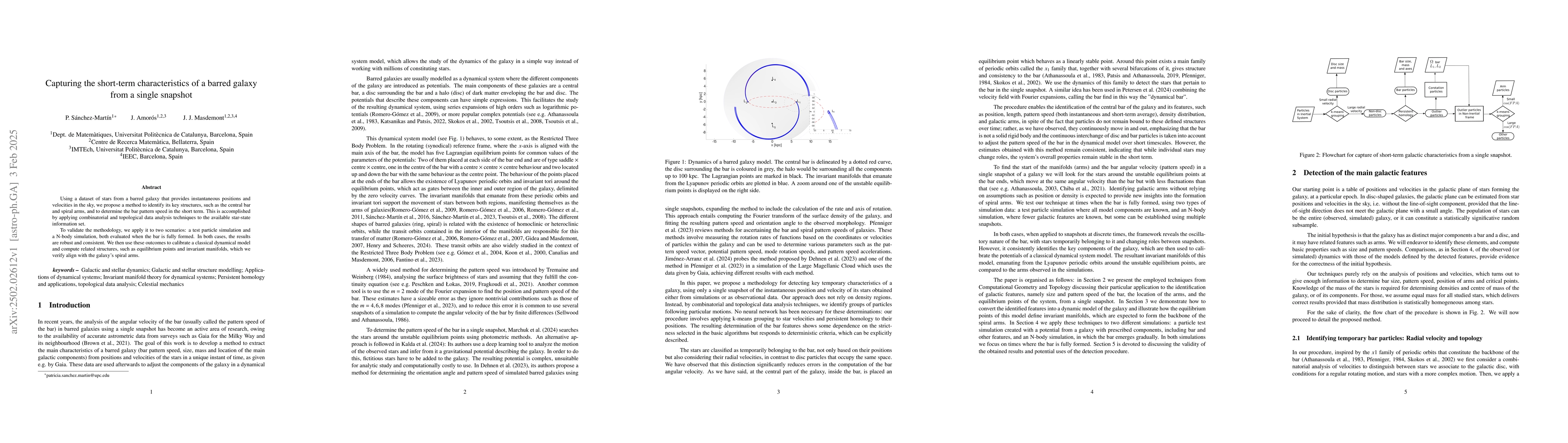 Thumbnail for Capturing the short-term characteristics of a barred galaxy from a
  single snapshot