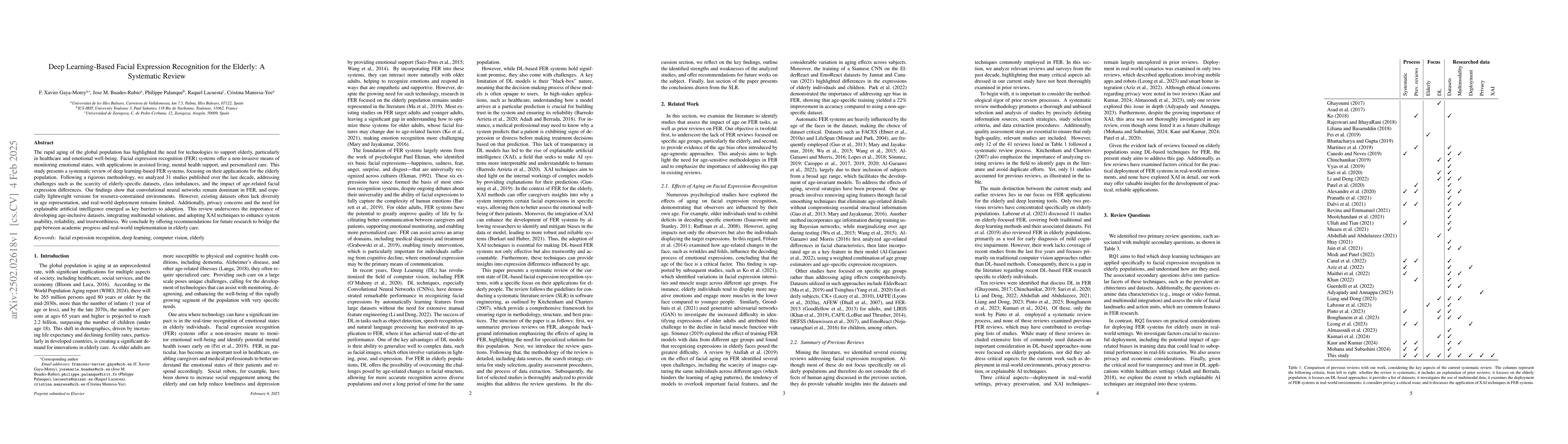 Thumbnail for Deep Learning-Based Facial Expression Recognition for the Elderly: A
  Systematic Review