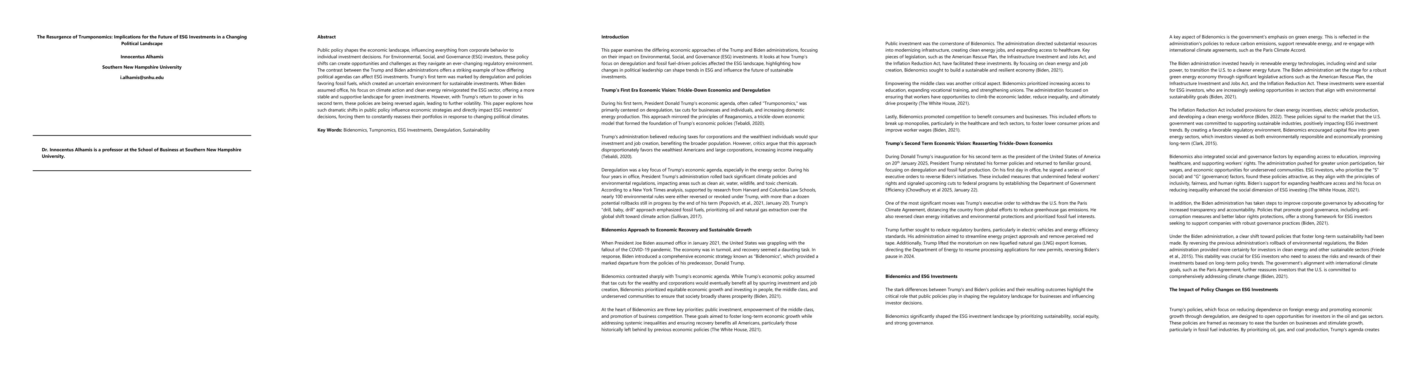 Thumbnail for The Resurgence of Trumponomics: Implications for the Future of ESG
  Investments in a Changing Political Landscape