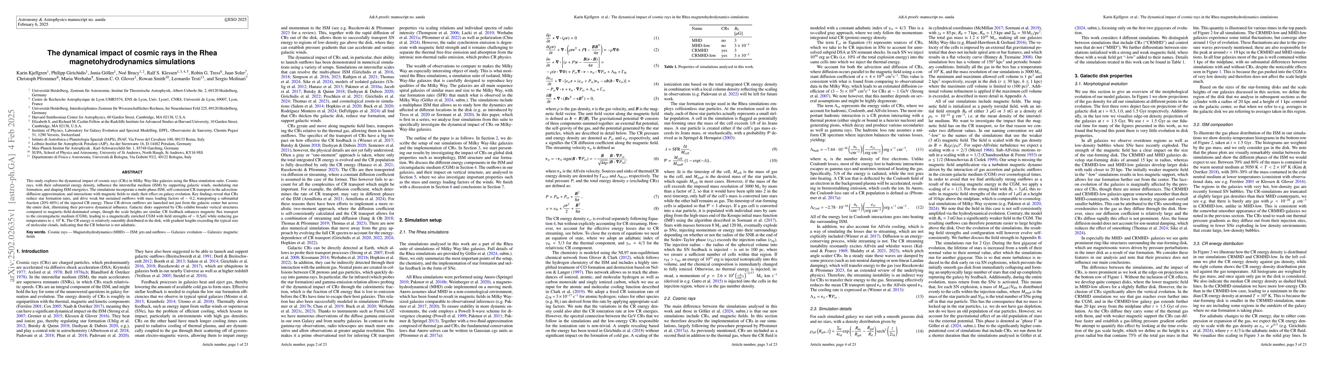 Thumbnail for The dynamical impact of cosmic rays in the Rhea magnetohydrodynamics
  simulations