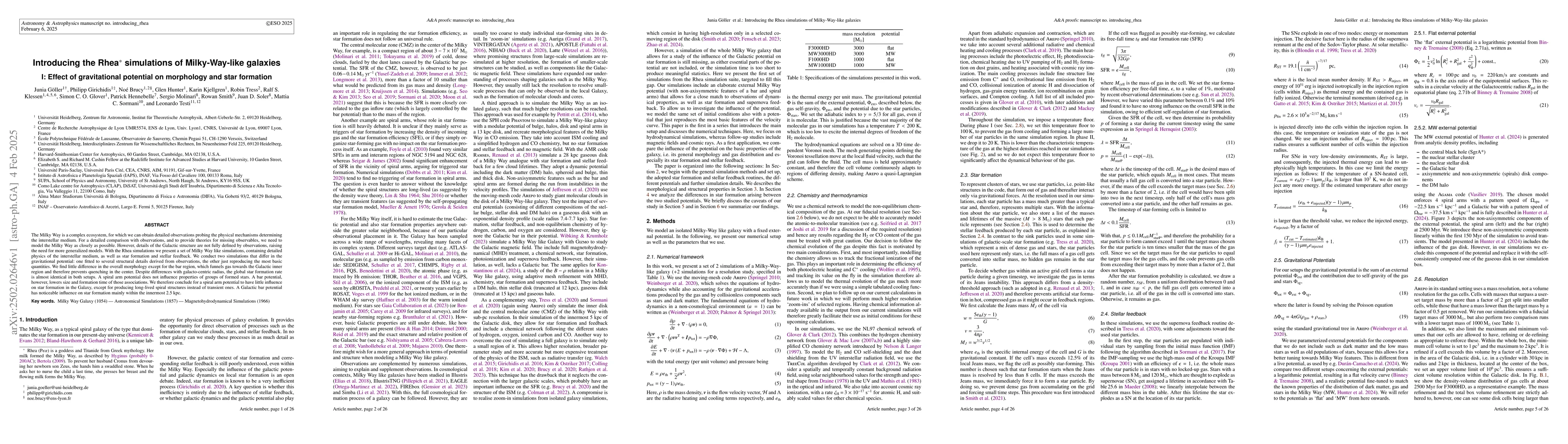 Thumbnail for Introducing the Rhea simulations of Milky-Way-like galaxies I: Effect of
  gravitational potential on morphology and star formation