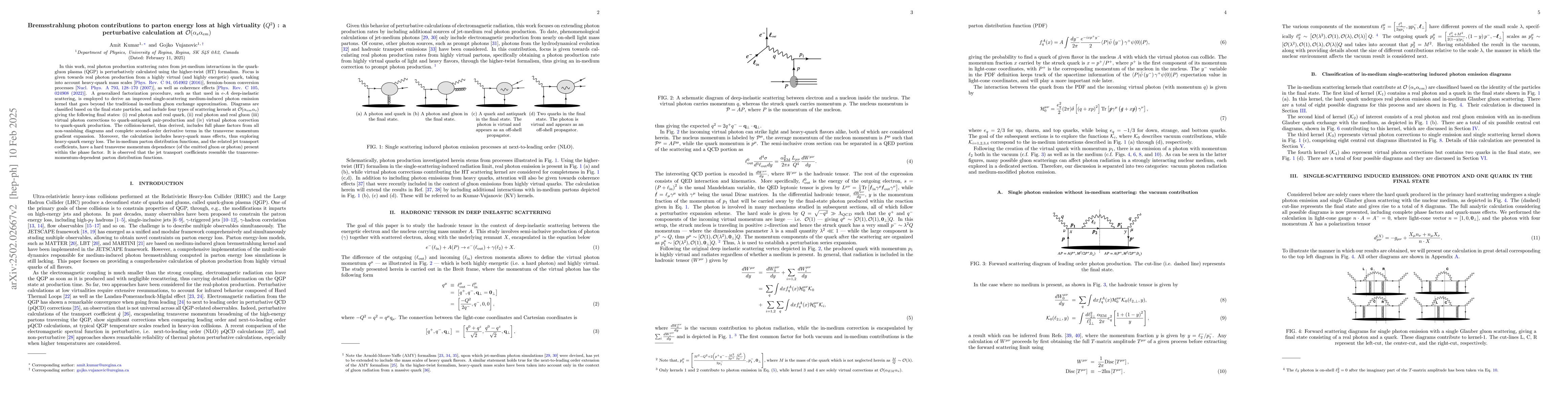 Thumbnail for Bremsstrahlung photon contributions to parton energy loss at high
  virtuality ($Q^2$) : a perturbative calculation at $O(α_{s}
  α_{em})$