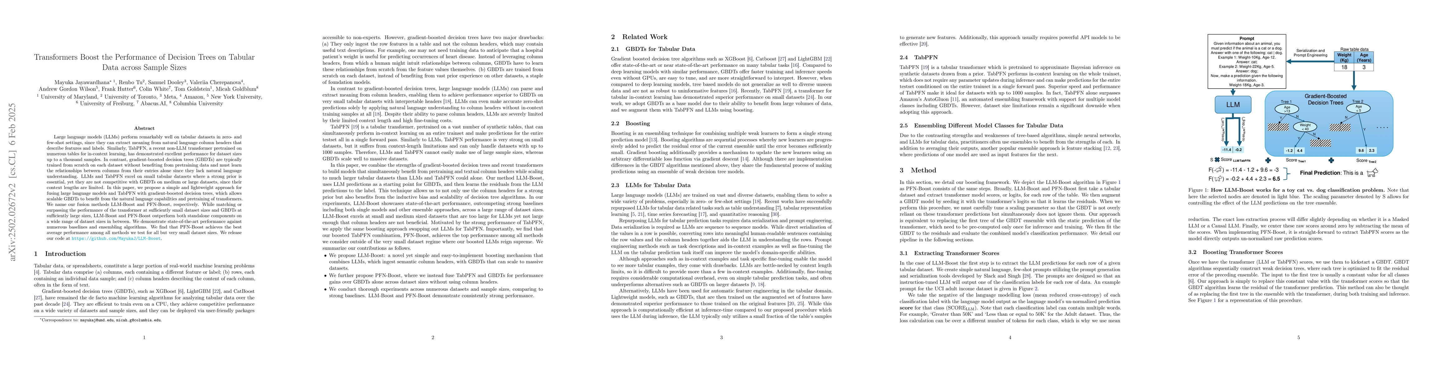 Thumbnail for Transformers Boost the Performance of Decision Trees on Tabular Data
  across Sample Sizes