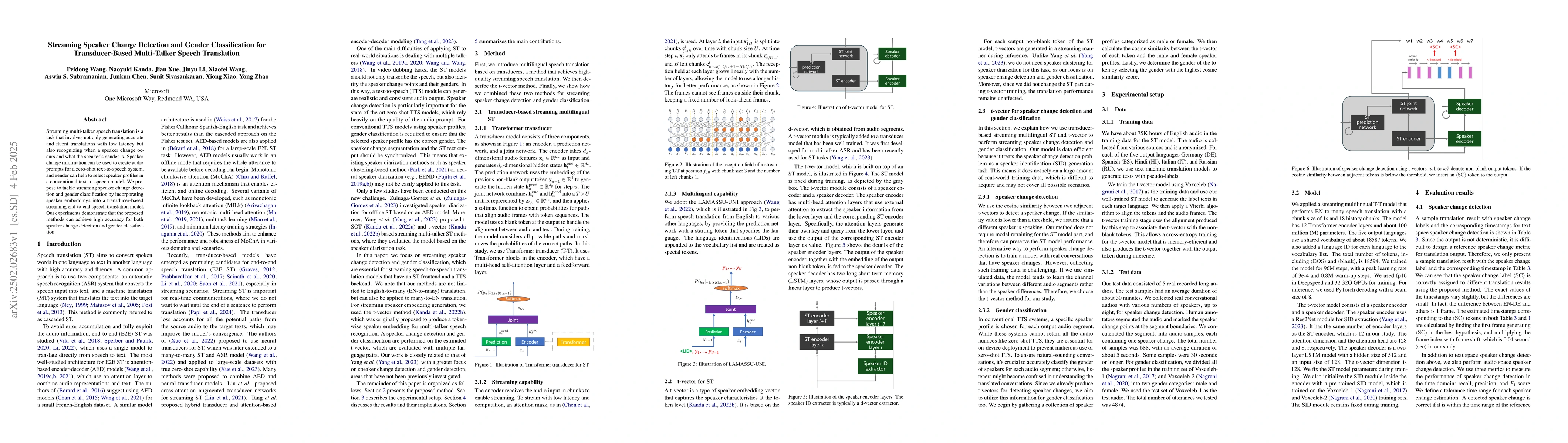 Thumbnail for Streaming Speaker Change Detection and Gender Classification for
  Transducer-Based Multi-Talker Speech Translation