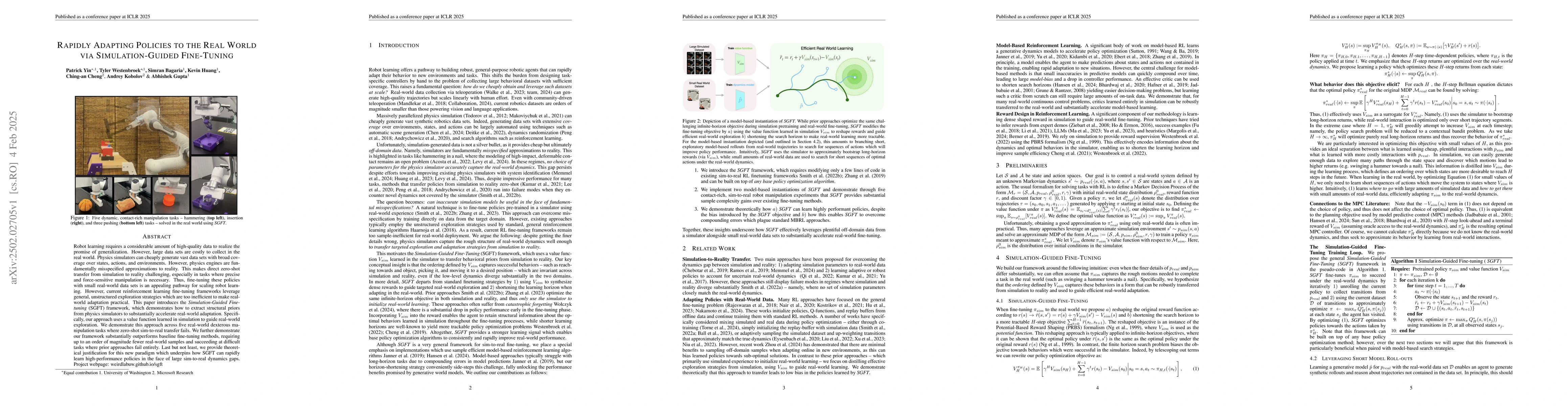 Thumbnail for Rapidly Adapting Policies to the Real World via Simulation-Guided
  Fine-Tuning