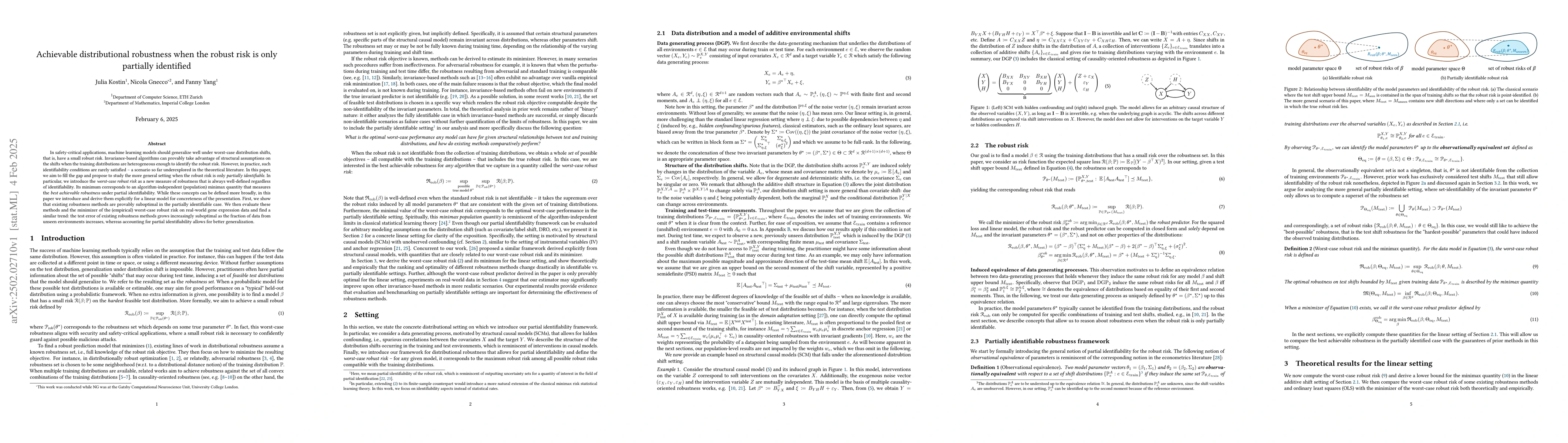 Thumbnail for Achievable distributional robustness when the robust risk is only
  partially identified