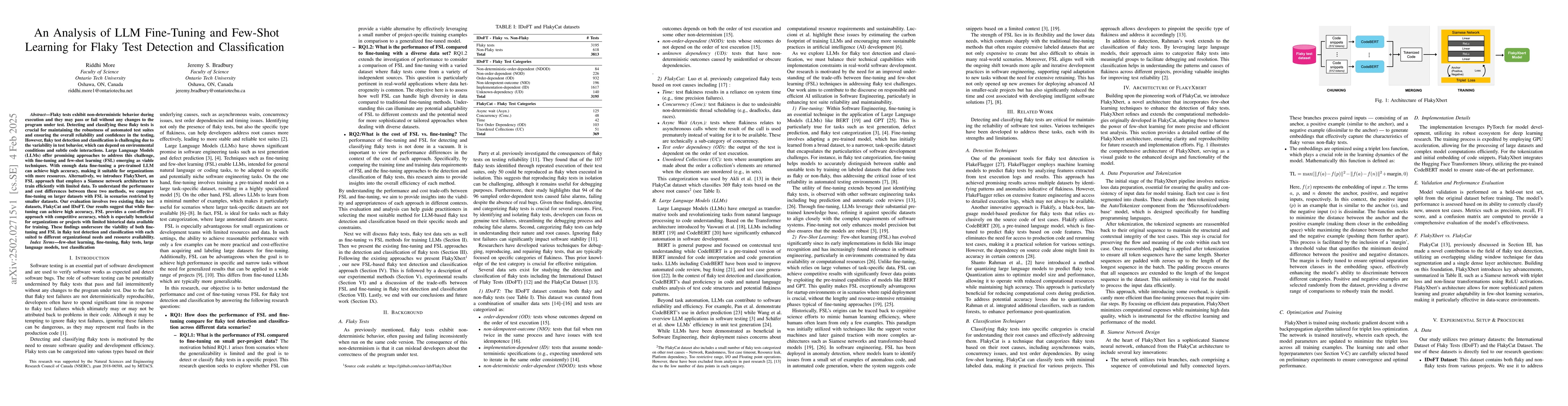 Thumbnail for An Analysis of LLM Fine-Tuning and Few-Shot Learning for Flaky Test
  Detection and Classification