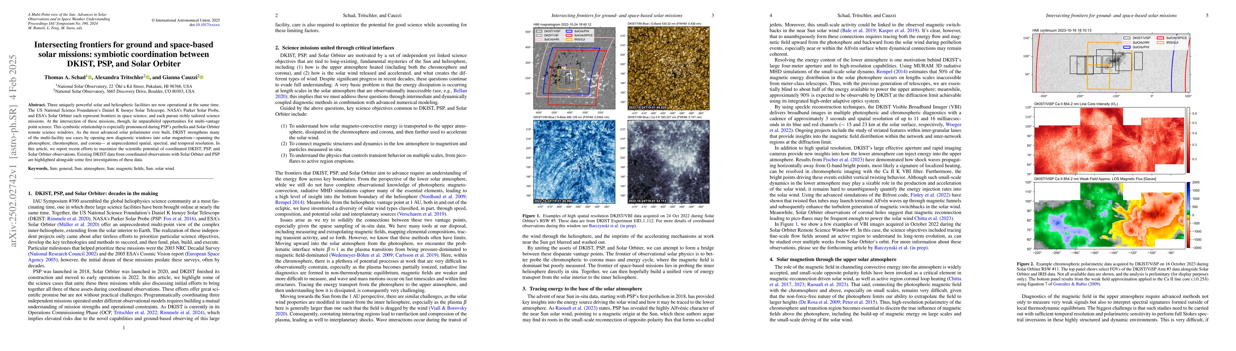 Thumbnail for Intersecting frontiers for ground and space-based solar missions:
  symbiotic coordination between DKIST, PSP, and Solar Orbiter