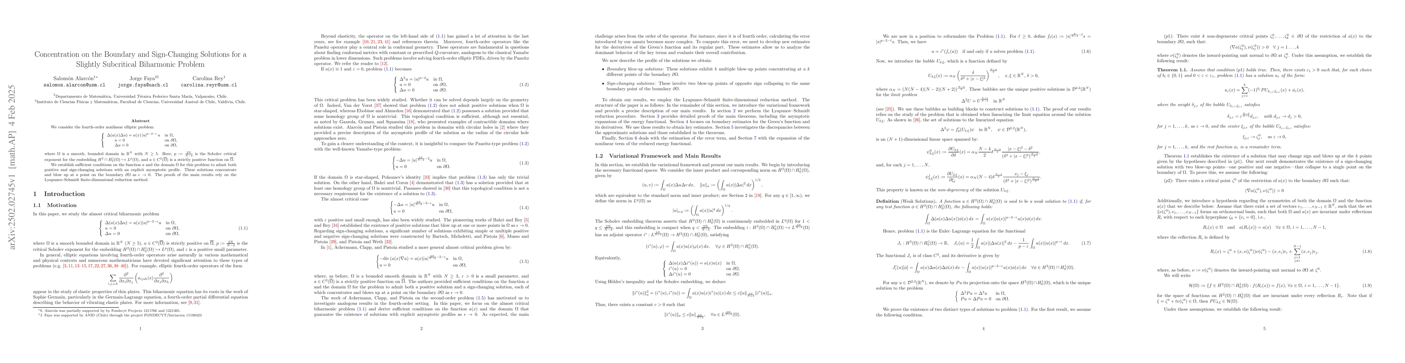 Thumbnail for Concentration on the Boundary and Sign-Changing Solutions for a Slightly
  Subcritical Biharmonic Problem