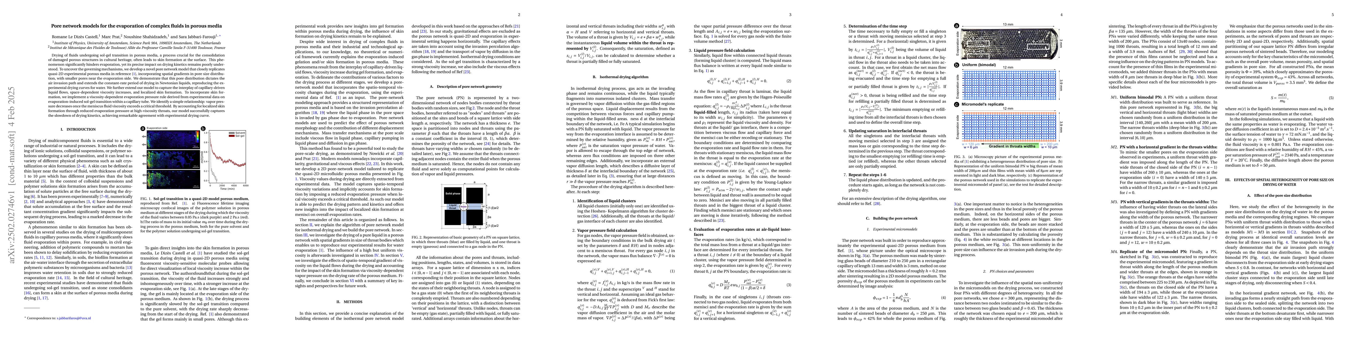 Thumbnail for Pore network models for the evaporation of complex fluids in porous
  media