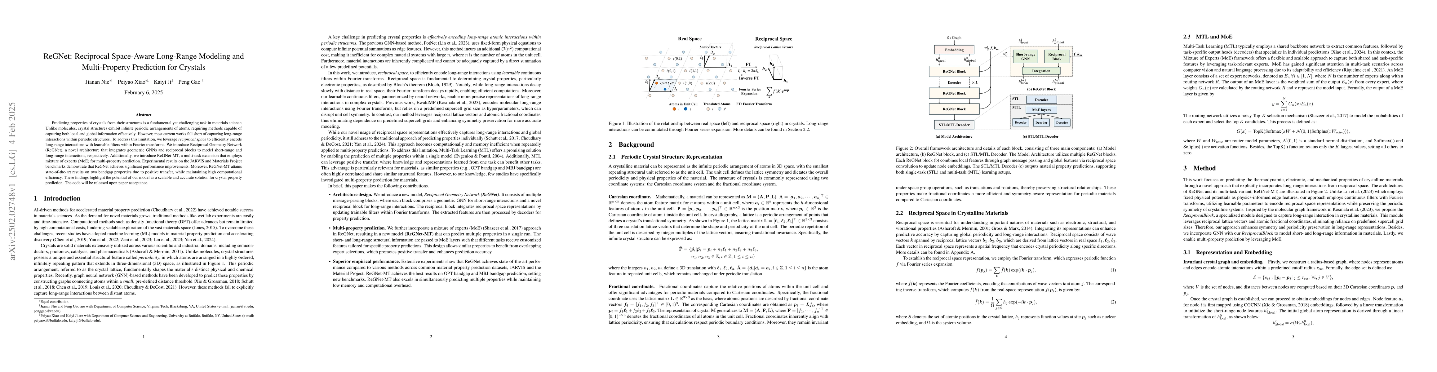 Thumbnail for ReGNet: Reciprocal Space-Aware Long-Range Modeling and Multi-Property
  Prediction for Crystals
