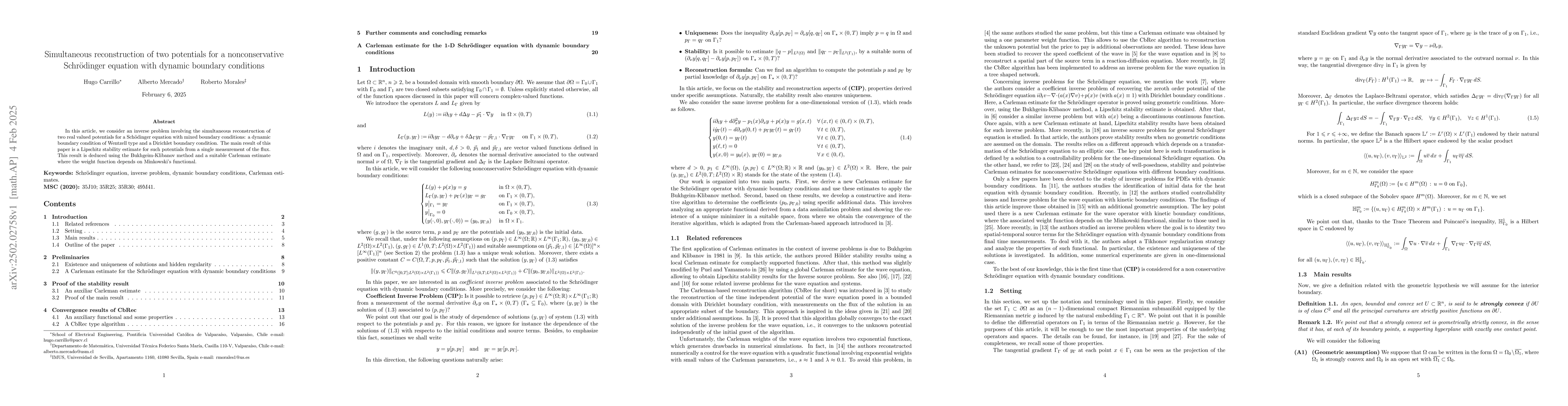Thumbnail for Simultaneous reconstruction of two potentials for a nonconservative
  Schrödinger equation with dynamic boundary conditions