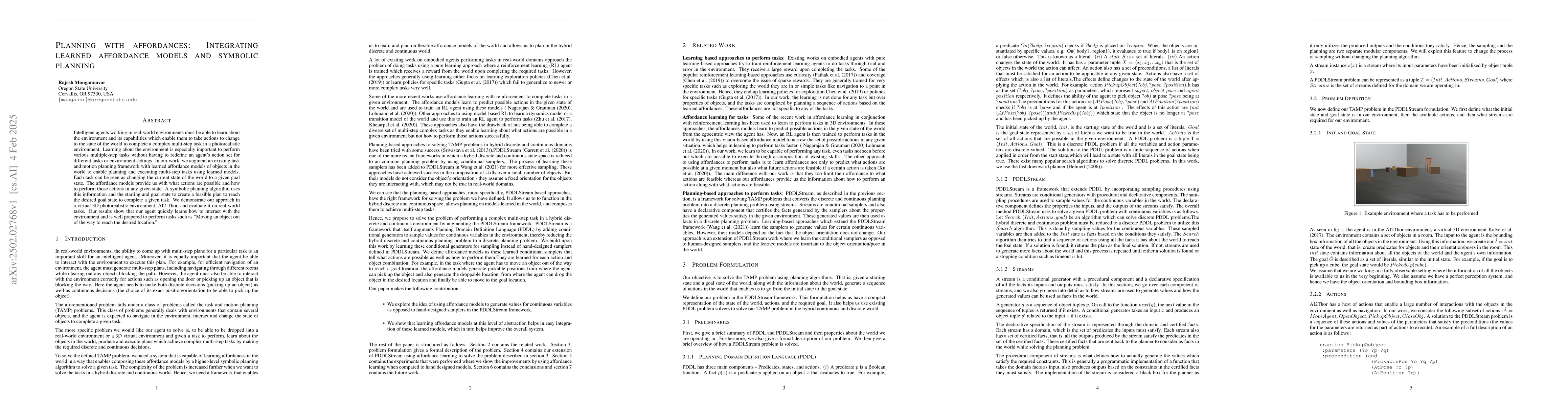 Thumbnail for Planning with affordances: Integrating learned affordance models and
  symbolic planning