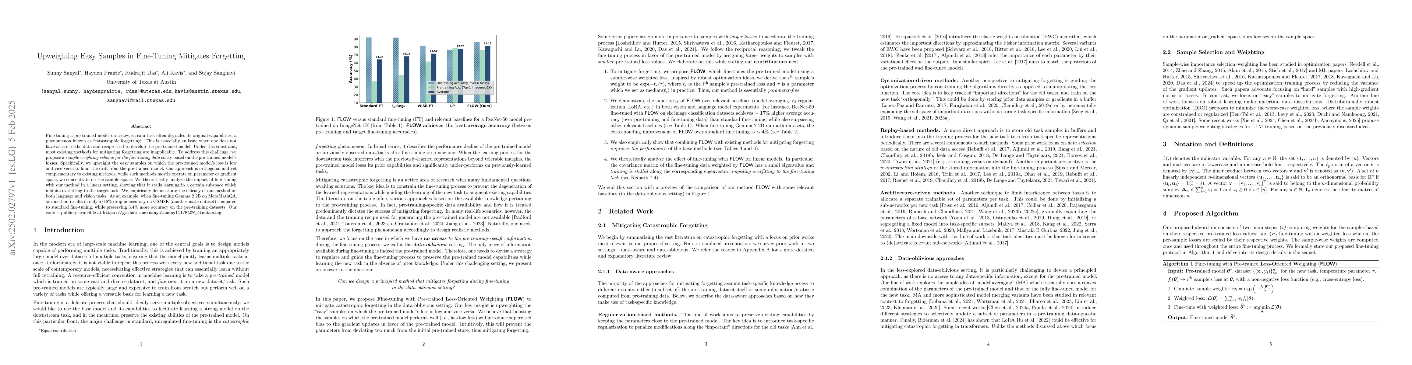 Thumbnail for Upweighting Easy Samples in Fine-Tuning Mitigates Forgetting