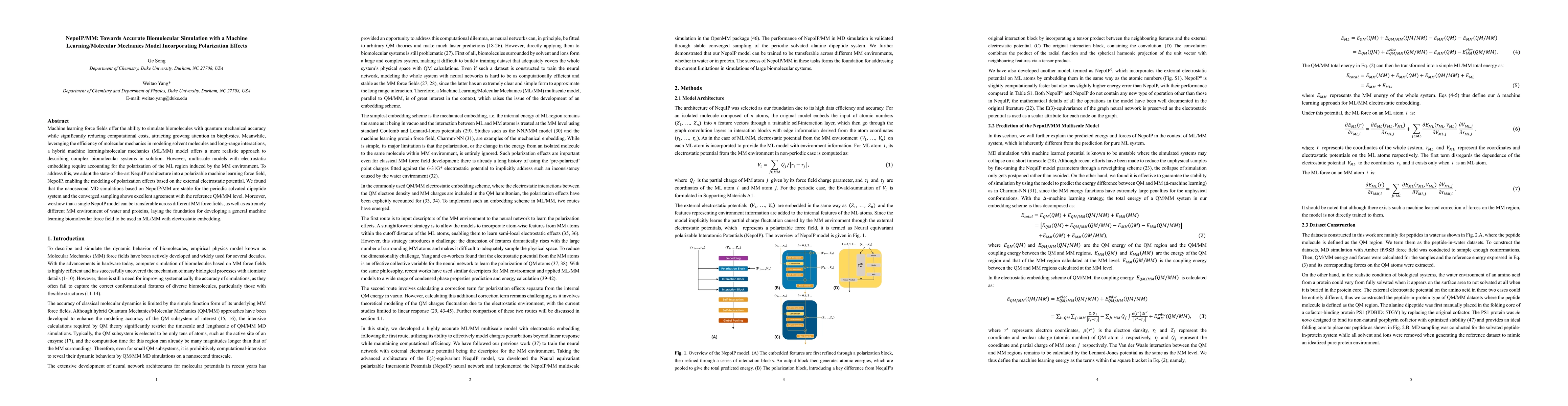 Thumbnail for NepoIP/MM: Towards Accurate Biomolecular Simulation with a Machine
  Learning/Molecular Mechanics Model Incorporating Polarization Effects